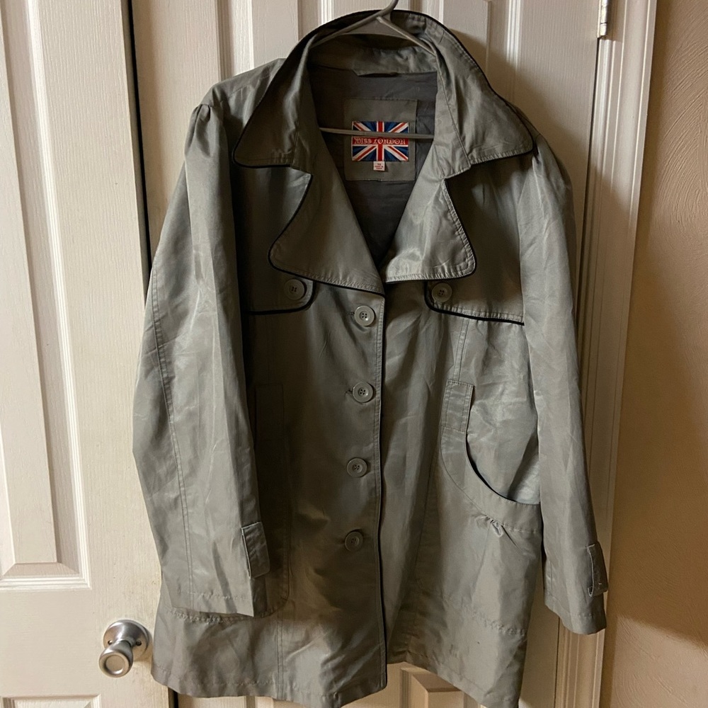 Gray Women's Plus Size Trench Coat